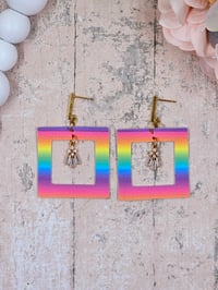 Image 4 of Rainbow Jewel Frame Earrings