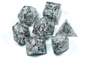 Image of Aluminum Ribbons 7-piece dice set (inked upon order)