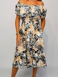 Image 1 of Abstract Colour Sketch Button Midi Dress
