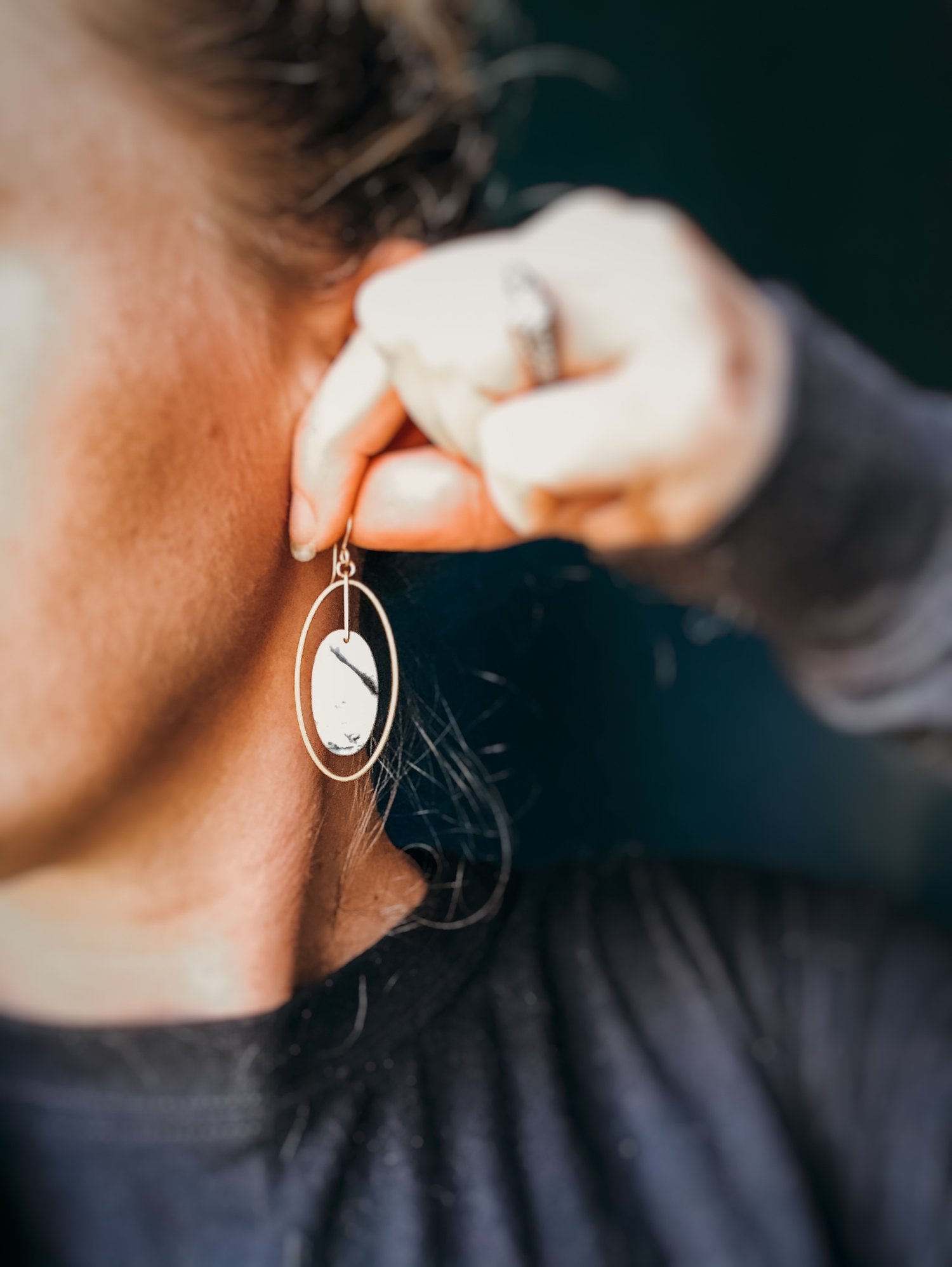 Image of OOAK Dendritic Opal Hoop Dangles