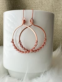 Image 3 of Rose Quartz (Copper) Hoop Earrings