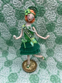 Image 1 of Lucky Irish flapper girl, miniature art doll figure
