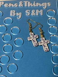  Blue and white cross earrings