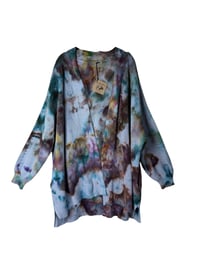 Image 3 of 3X PLUS Snow-Dyed 100% Cotton Chunky Knit Cardigan in Earthy Dye