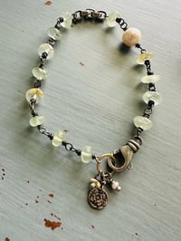 Image 18 of prehnite pearl charm bracelet in 14k and sterling silver