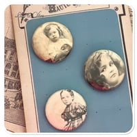 Image 2 of pack of 3 vintage style pin badges