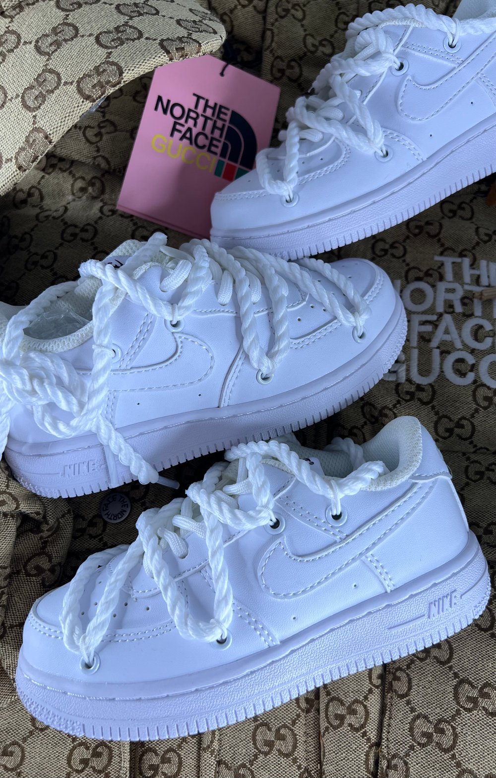 LV 'ALL WHITES' Nike Air Force 1 Shadow