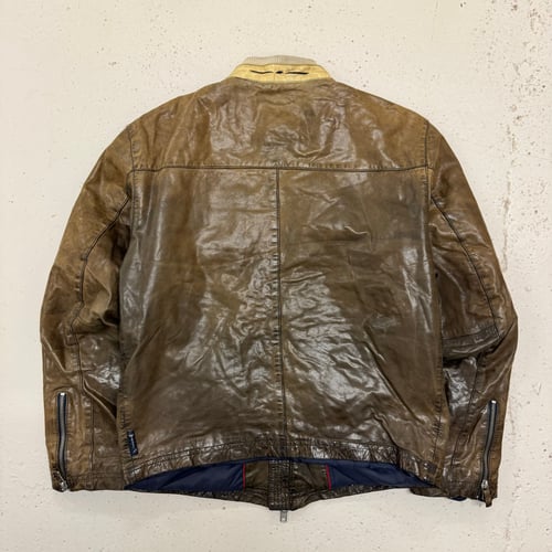 Image of 2000s Armani Jeans Leather Jacket, Size Medium