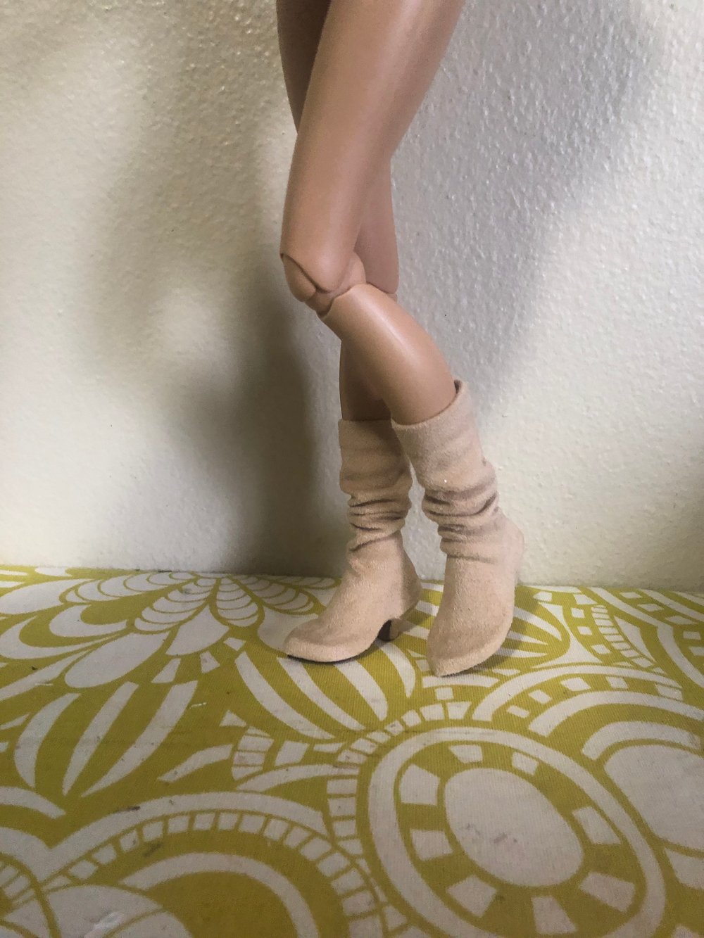 Tan Suede Knee High Boots: Minifee