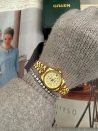 Image 3 of Vintage Gruen 18K Gold Diamonds in Dial - New in Box.