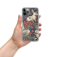 Image 4 of Boho Nature Cottagecore Inspired White Rabbits Among Berries Clear Case for iPhone®