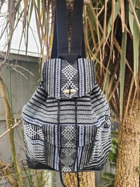 Image 4 of MALIA Mexican Baja woven fabric Backpack - BLACK