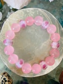 Image 2 of “True Love” 12mm Rose Quartz Bracelet with Rose Accent beads