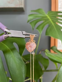 Image 3 of Gold Flower Agate Heart Crystal Necklace