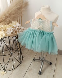 Image 2 of Sitter girls set April | size 9-12 months | turquoise | cream | cake smash