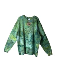 Image 2 of 2XL Unisex Ring Spun Cotton Blend Crew Sweatshirt in Verdant Watercolor Ice Dye