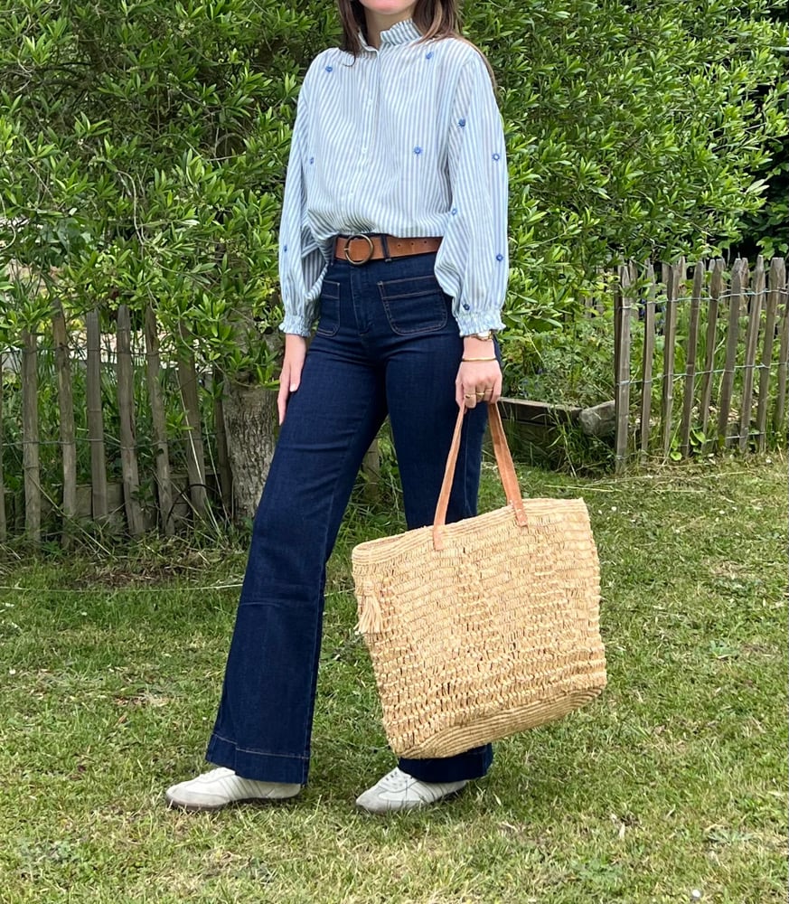 Image of Blouse Bohème rayé Bleu / Brodé T.U.