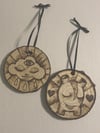 Wood Burned Pyrography Ornaments