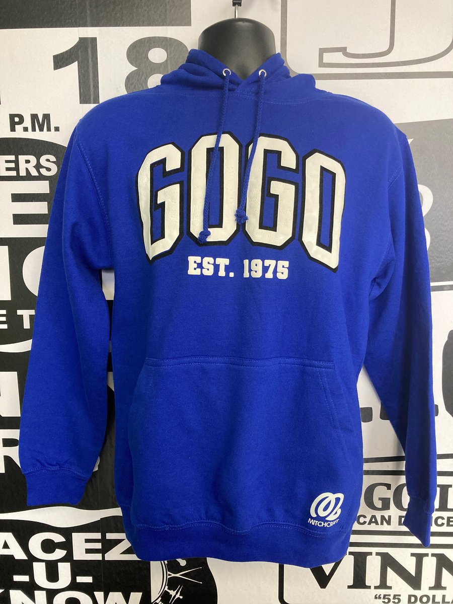 Image of "GOGO Est. 1975" Royal Blue Hooded Sweatshirt by Mitchcraft