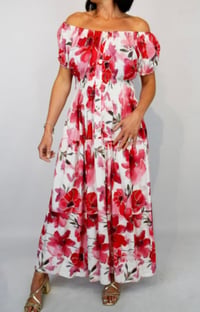 Florence - Angel Sleeve V Neck Floral Print Maxi Dress 