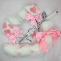 Pink / white Puppy Love hearts 