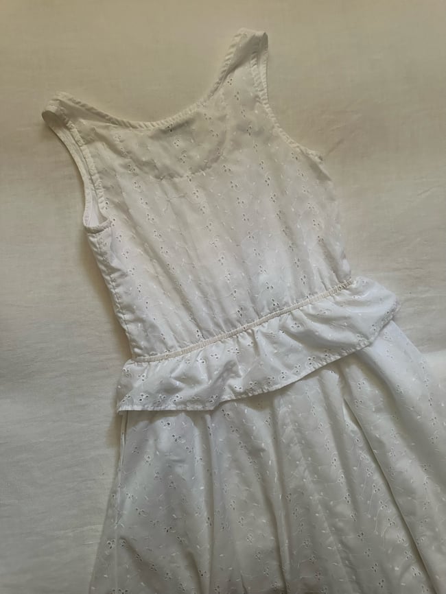 70s cotton eyelet peplum dress