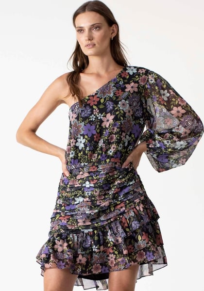 Image of Dark Garden Floral Print A New Rhythm Mini Dress. By Three of Something.