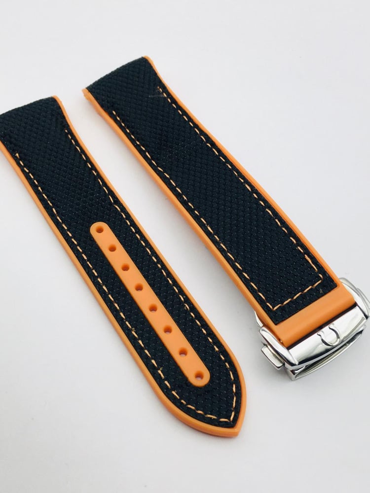 Image of 20mm-22mm Black/orange Nylon silicone Rubber Watch Strap Band,Omega seamaster Planet Ocean.new