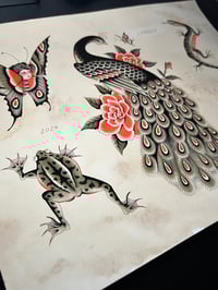 Image 2 of Original Tattoo Flash Sheet - Acrlylics and Ink on paper (11x14inch)