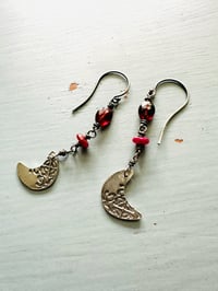 Image 11 of garnet and ruby crescent moon earrings