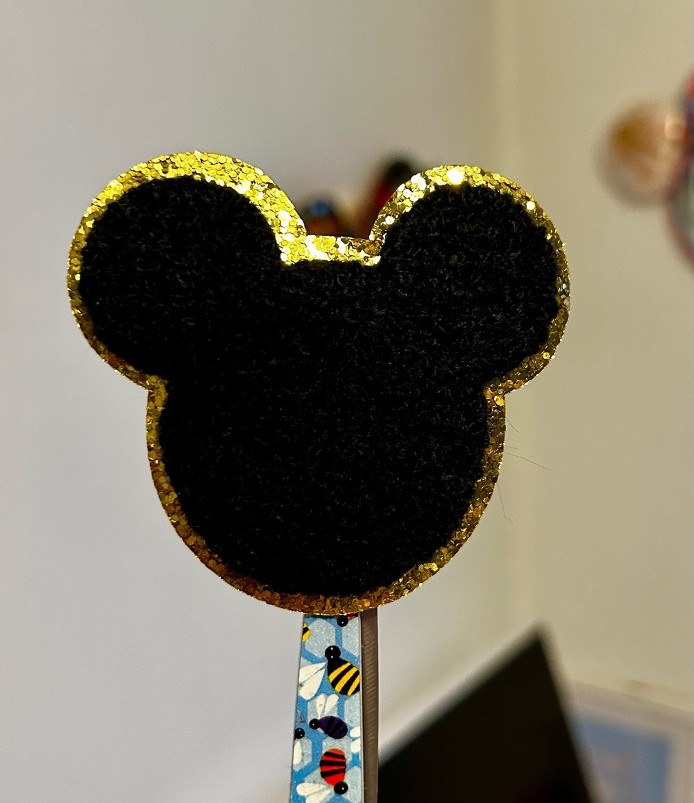 Black textured Mickey shaped bumbag 