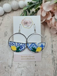 Statement Hoop Lemon Tile Polymer Clay Earrings