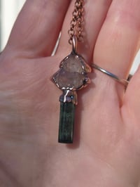 Image 3 of Electroformed Tourmaline and Herkimer Diamond necklace