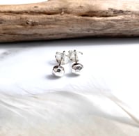 Image 1 of Handmade sterling silver faceted stud earrings. Minimal faceted studs 925 silver.