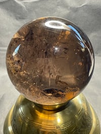 Image 5 of Large Smoky Quartz Sphere With Golden Rutile And Rainbows #1769