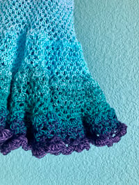Image 2 of Handmade Crochet Baby Dress Magical Blues size 12 months