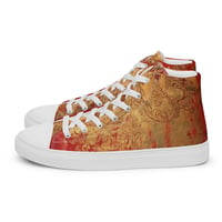 Image 17 of Gold and Red Textured Antique Goth Inspired Women’s high top canvas shoes