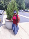 Denim layered skirt with ruched at the top and head wrap 
