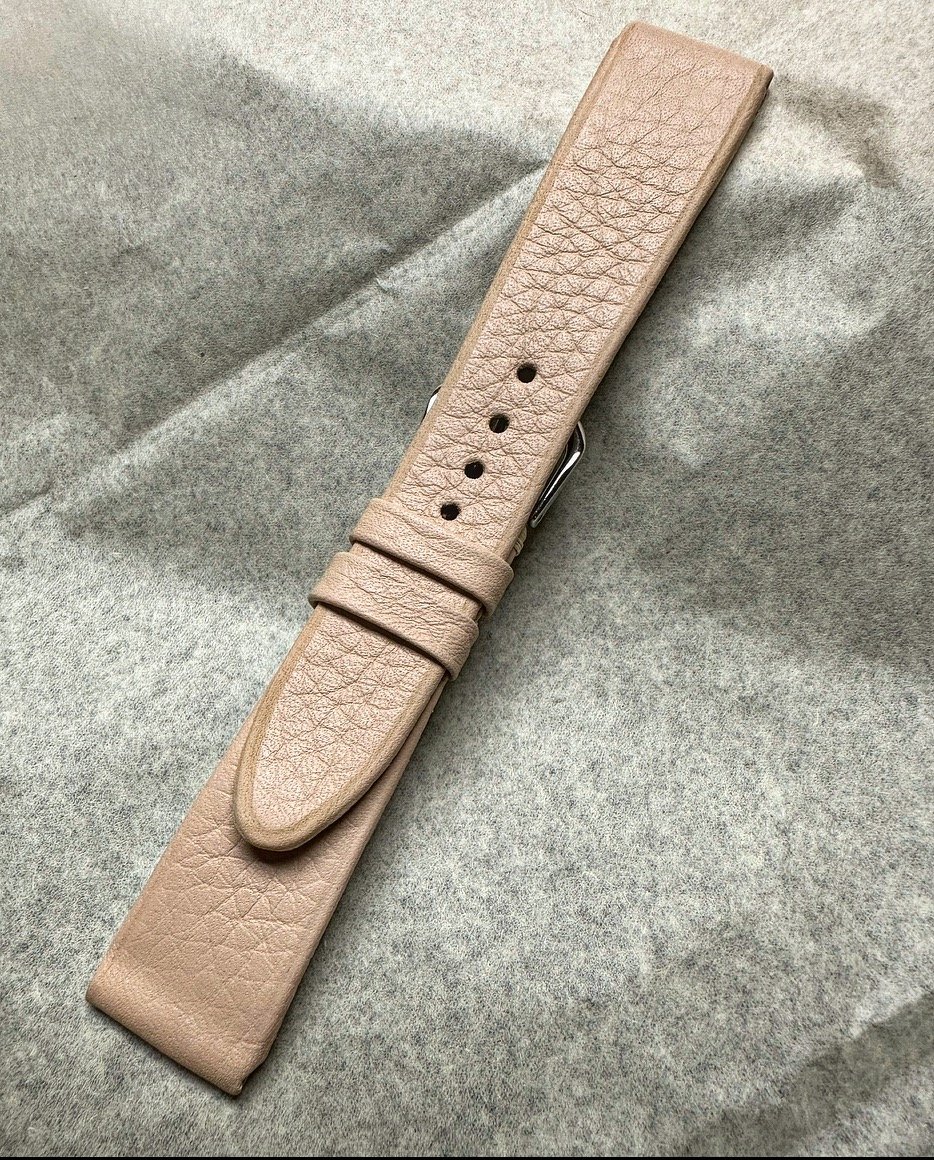Image of Cream Soft Grain Bull Hand-rolled Watch Strap