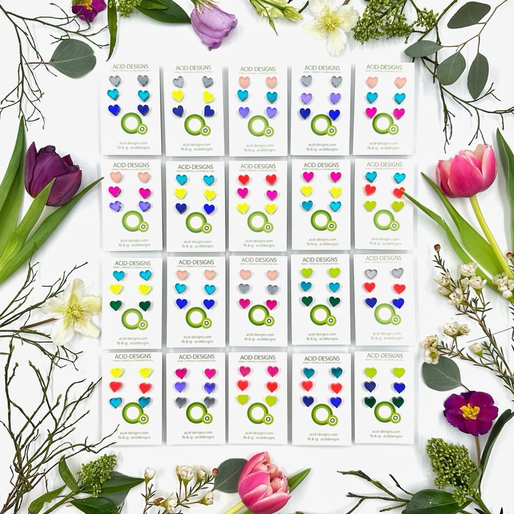 Image of Set 3 párů náušnic Srdíček 1cm