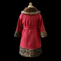 Image 3 of Leopard collar coat in coral