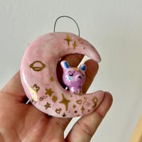Image 3 of Bunny Crescent Moon Ornament 