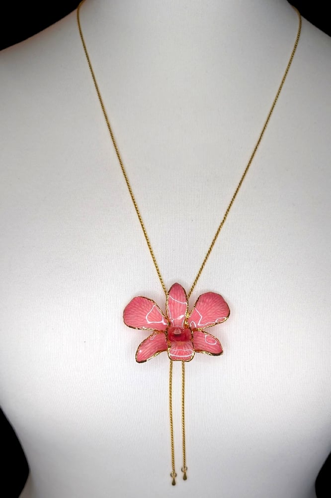 Image of Gold Edged Dendrobium Slider Necklace