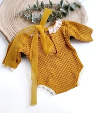 Image 3 of Newborn girl bodysuit for photoshoots | Kelly | honey yellow