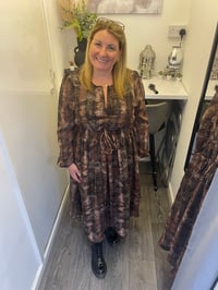 SNAKE PRINT ELASTICATED WAIST MIDI DRESS