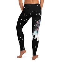 Image 4 of Starry Black and Watercolor Crow Leggings