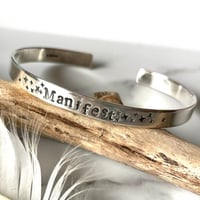 Image 1 of Handmade Sterling Silver Manifest Cuff Bracelet 925