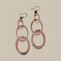 Copper terracotta, Pink, Sky blue  Enamel Quay Chain Earrings