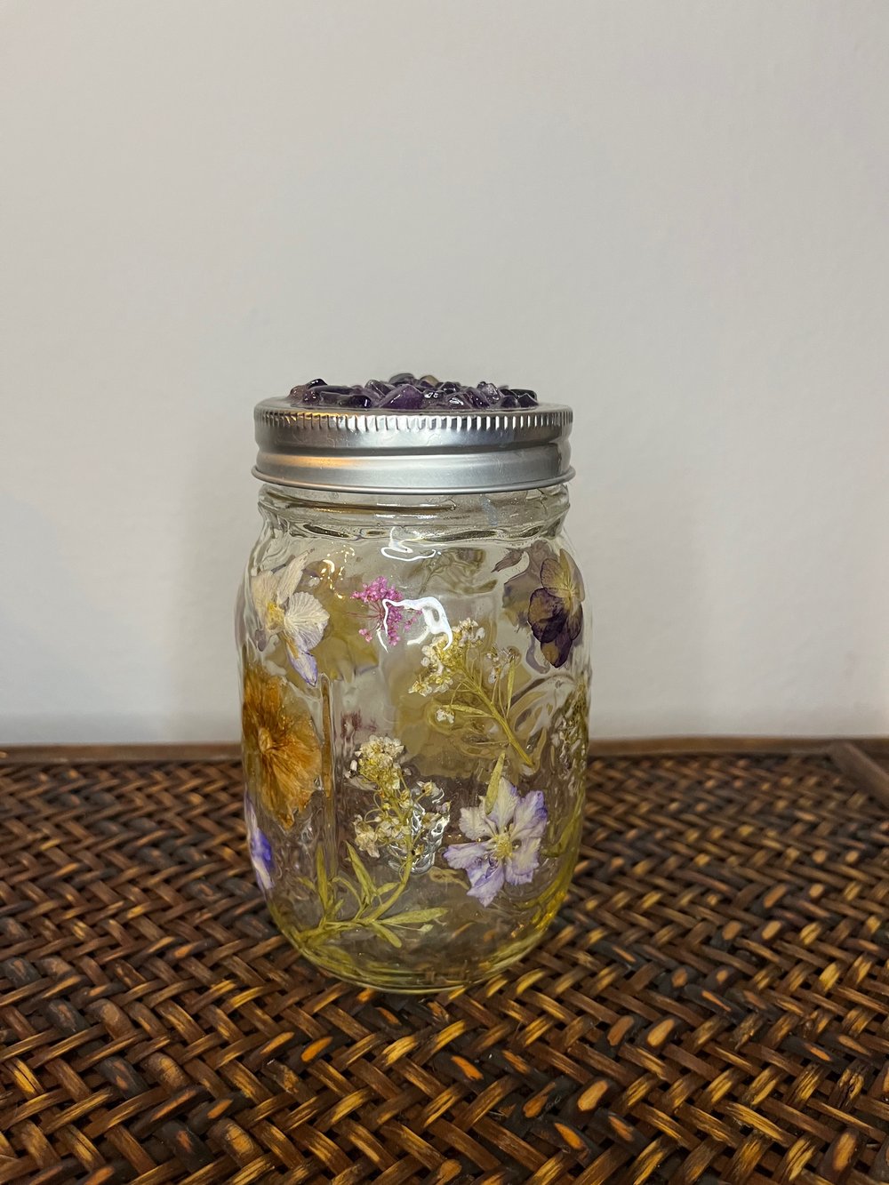 Image of amethyst floral mason jar