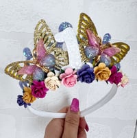 Image 1 of Colourful Butterfly Birthday Tiara crown